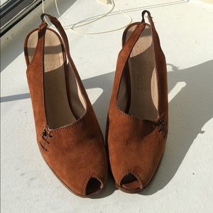 Vintage Dominic Romano suede peep-toe heels